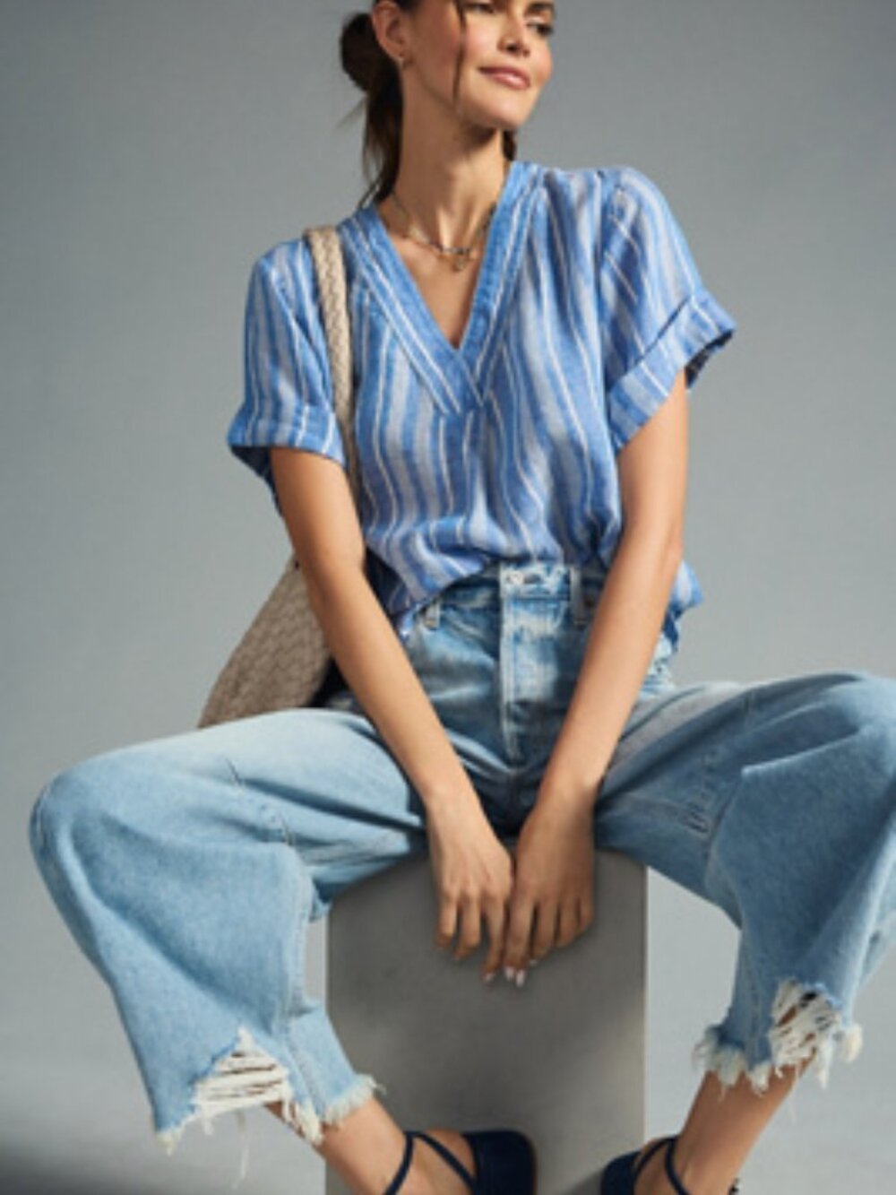 Pilcro Linen Henley Linen Surf Shirt Oversized!